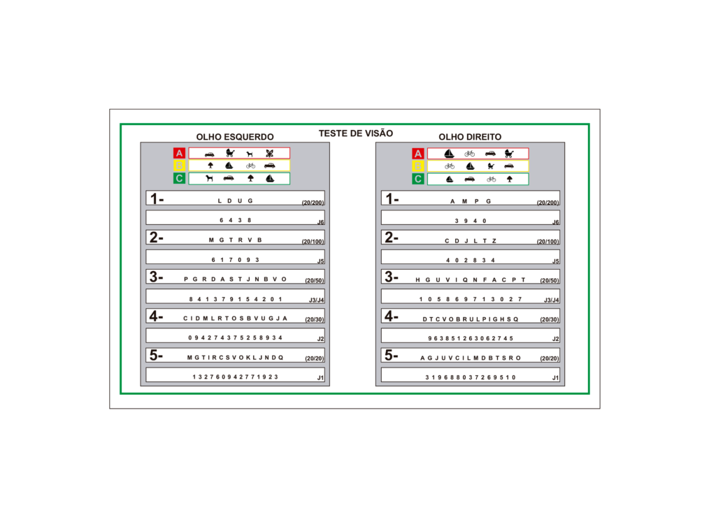 gabarito para optotipo portatil vision life